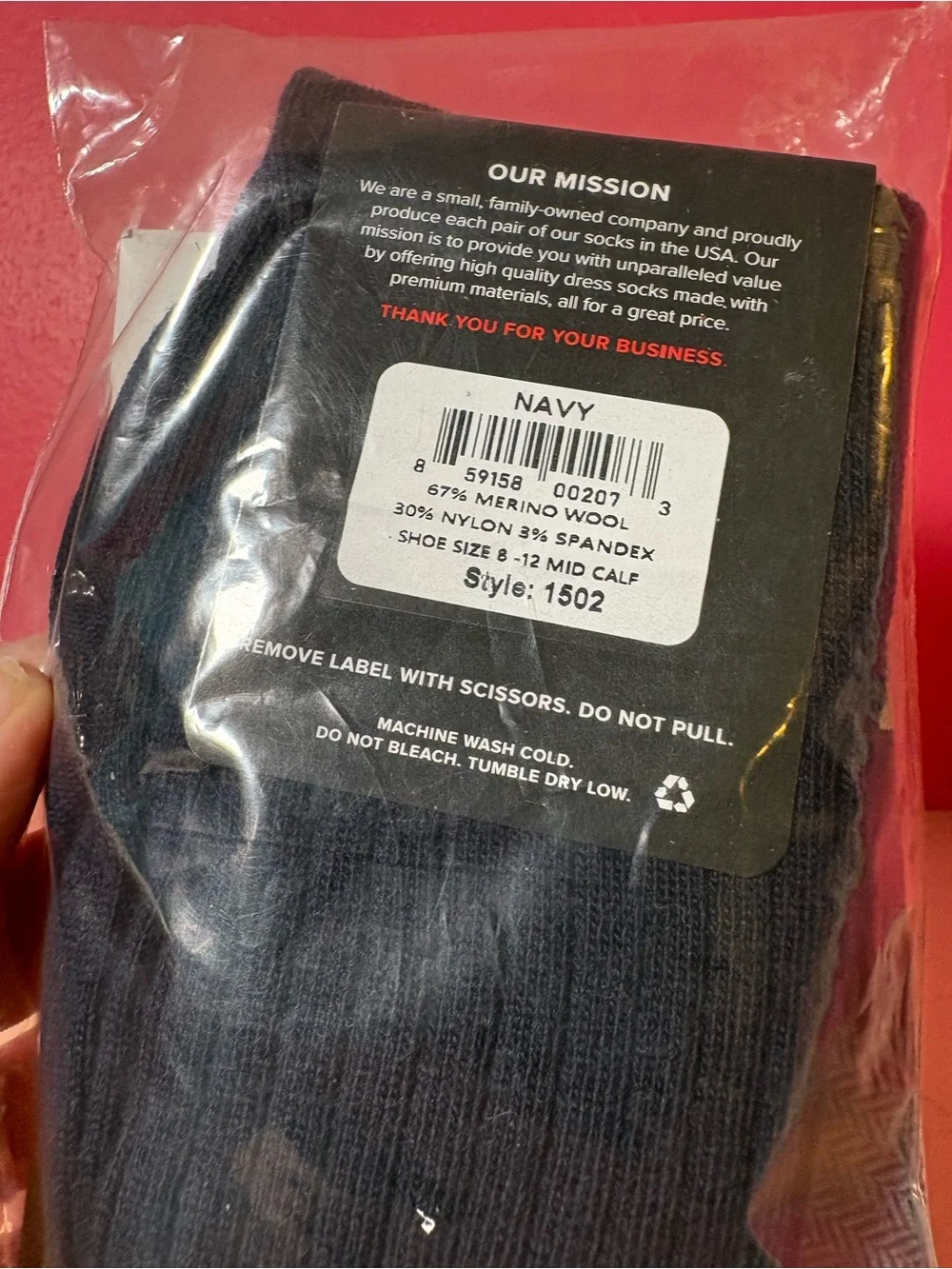NEW Boardroom Men's Navy Merino Wool Mid-Calf Dress Socks NWT Size 8-12 SKU 1502